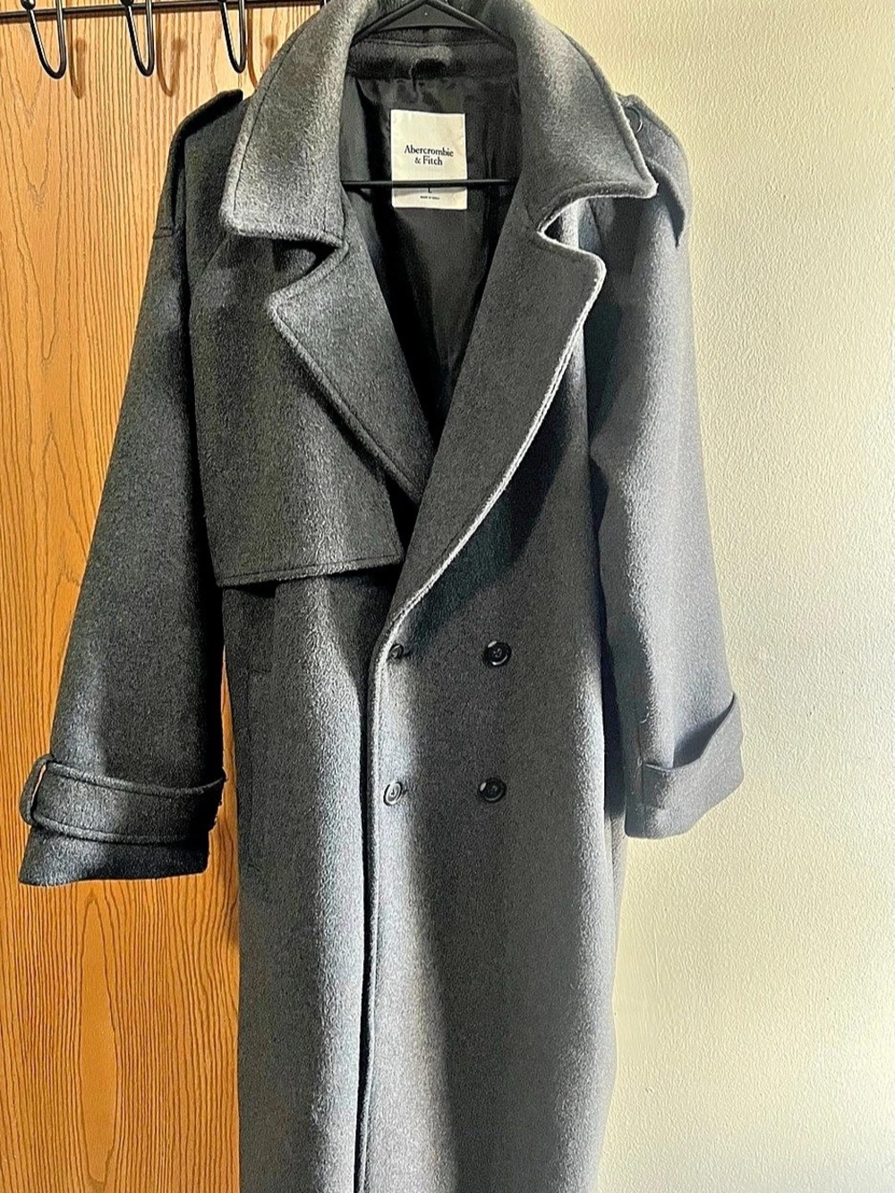 Abercrombie and Fitch Gray Double-Breasted Trench Coat